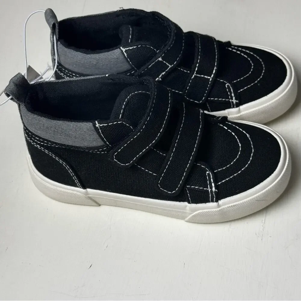 Old Navy Black Kids High-Top Sneakers with Secure Straps Sz 9